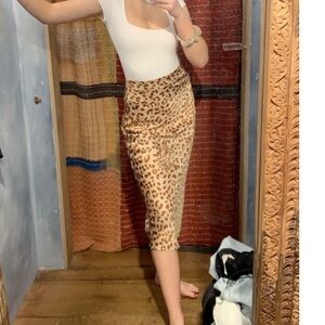Free People Leopard Print Midi Skirt